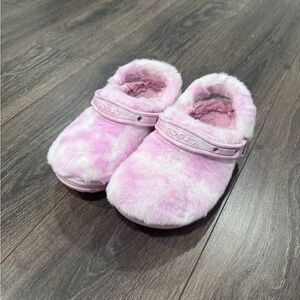Pink Fuzzy Crocs